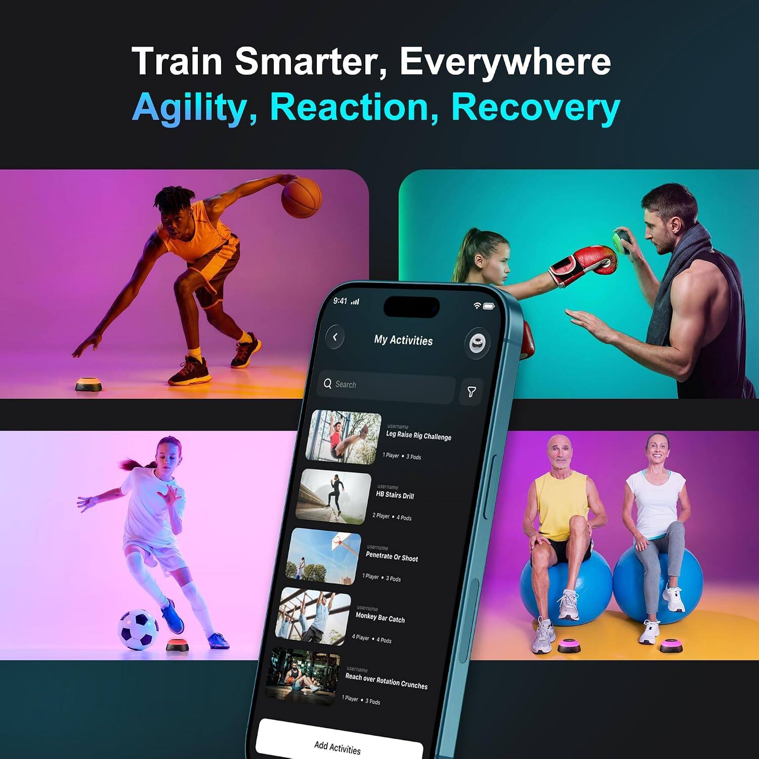Train Smarter, Everywhere Agility, Reaction, Recovery

My Activities

Search

Leg Raise Rig Challenge
1 Player 3 Peds

HB Stairs Drill
1 Player 4 Peds

Penetrate Or Shoot
1 Player 3 Peds

Monkey Bar Catch
4 Players 4 Peds

Reach over Rotation Crunches
1 Player 3 Peds

Add Activities