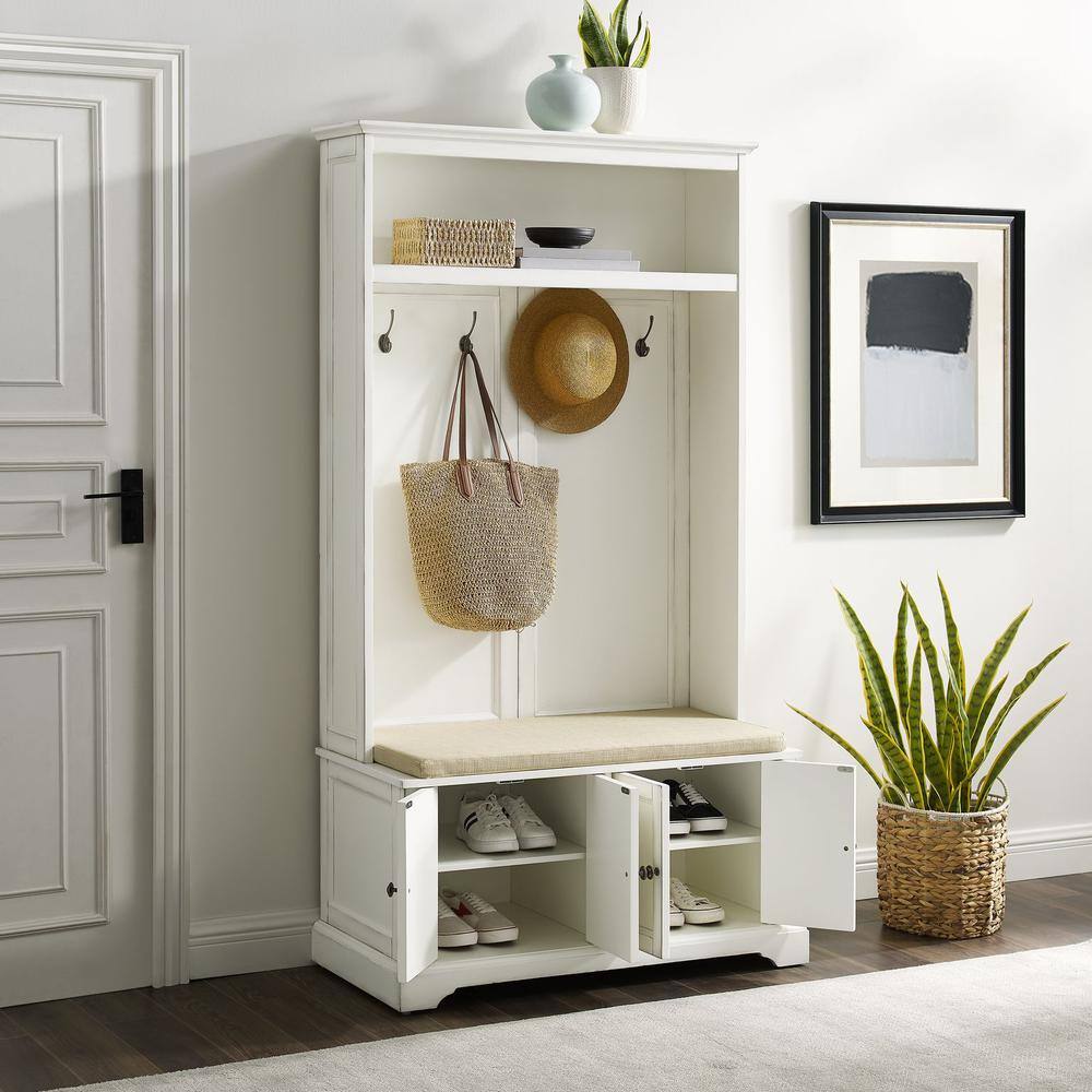 Alt View 6. Crosley Furniture - Holbrook Hall Tree - Distressed White.