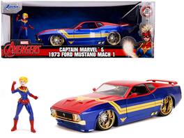 Jada - 1973 Ford Mustang Mach 1 with Captain Marvel Diecast Figurine "Avengers" "Marvel" Series 1/24 - Multicolor
