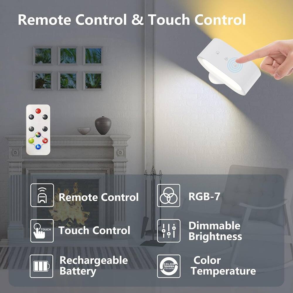 Remote Control & Touch Control

- Remote Control
- Touch Control
- Rechargeable Battery
- RGB-7
- Dimmable Brightness
- Color Temperature