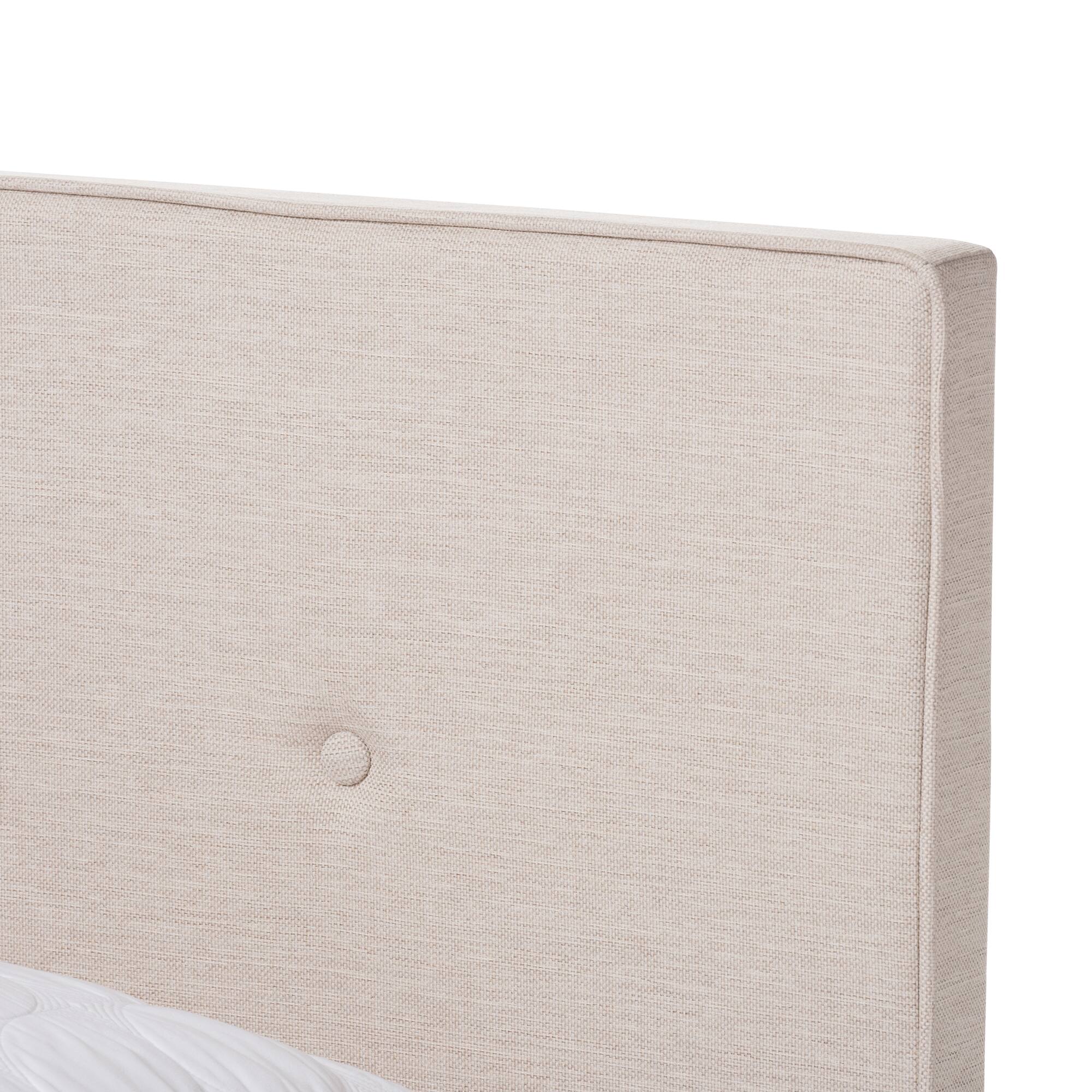 Back. Baxton Studio - Hampton Modern and Contemporary Fabric Upholstered Bed - Light Beige.