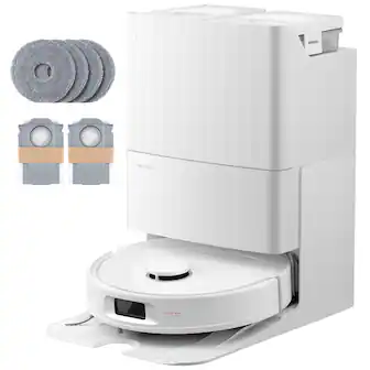 Roborock - Qrevo Series Robot Vacuum & Mop with Multifunctional Dock, 10,000Pa Suction, Anti-Tangle Brush, Self-Emptying - White