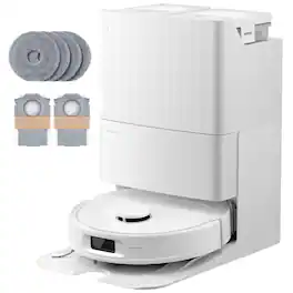 Roborock - Qrevo Series Robot Vacuum & Mop with Multifunctional Dock, 10,000Pa Suction, Anti-Tangle Brush, Self-Emptying - White