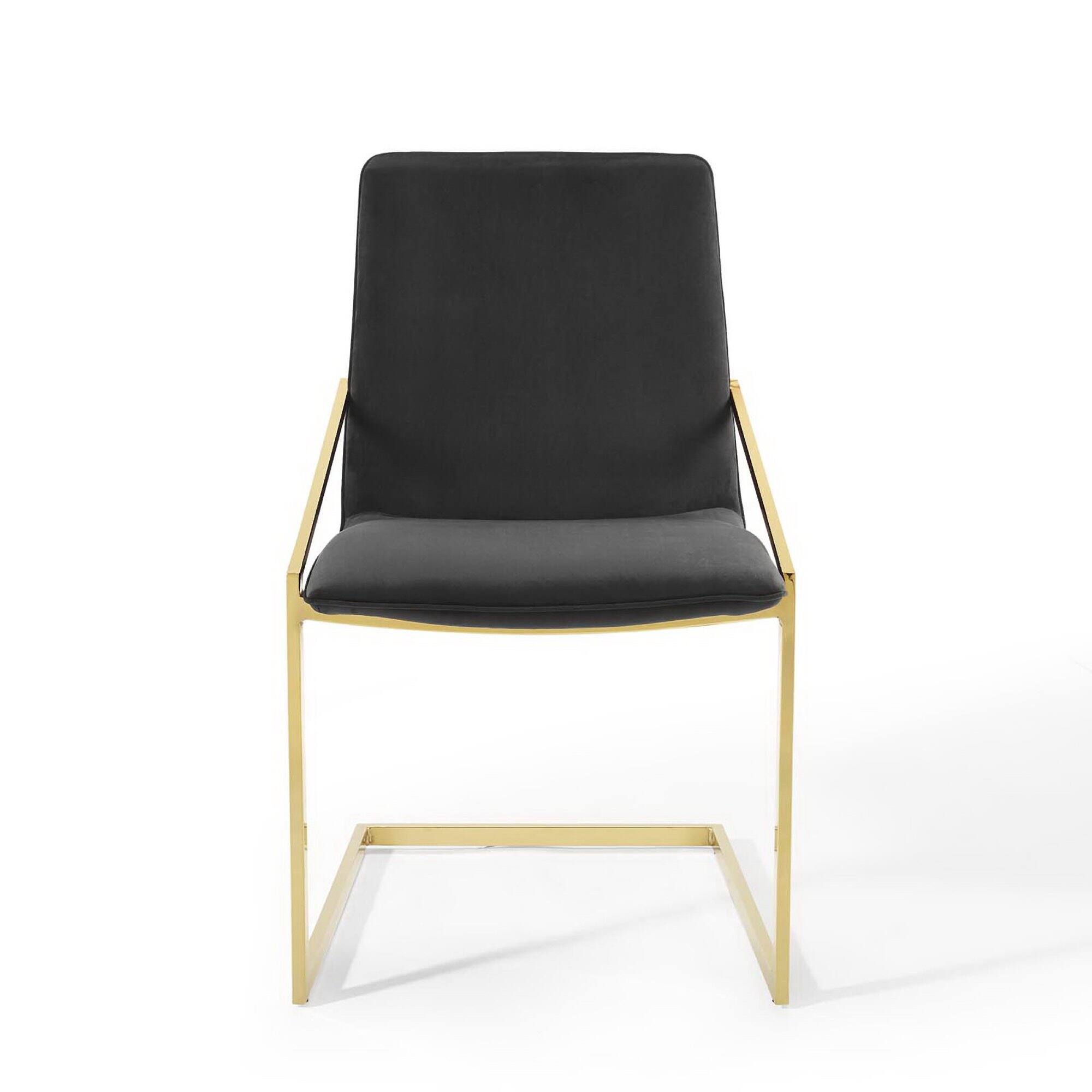 Alt View 4. Modway - Pitch Performance Velvet Dining Armchair by Modway - Gold Black.