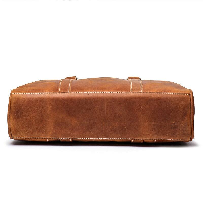 Alt View 1. Steel Horse Leather - The Bjorn Leather Laptop Bag | Vintage Leather Briefcase - Brown.