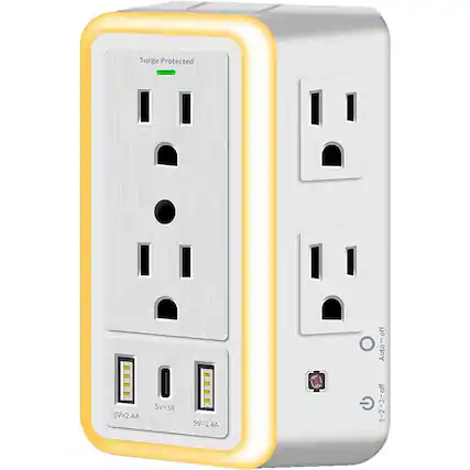 Surge Protected
5V=2.4A
5V=3A
5V=2.4A
Auto Off
1-2-3-off