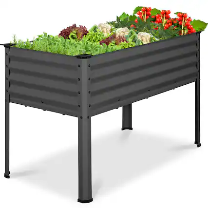 Front. Best Choice Products - Best Choice Products 48x24x30in Elevated Galvanized Metal Garden Bed w/ Corner Protectors - Charcoal - Charcoal.