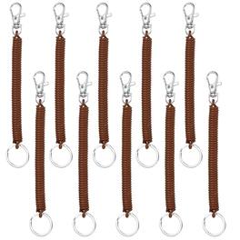 Unique Bargains - Coil Keychain 10pcs Spiral Retractable Spring Stretchy Lanyard Antilost Wristlet Bracelet for Purse, Wallet, Cellphone - Dark Brown