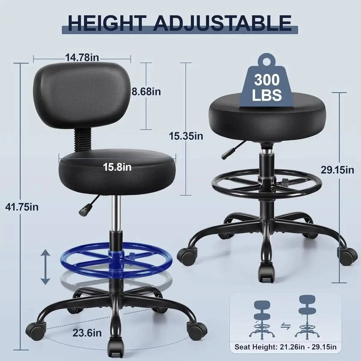 Brick Attic Ergonomic Adjustable PU Leather Swivel Drafting Chair with ...