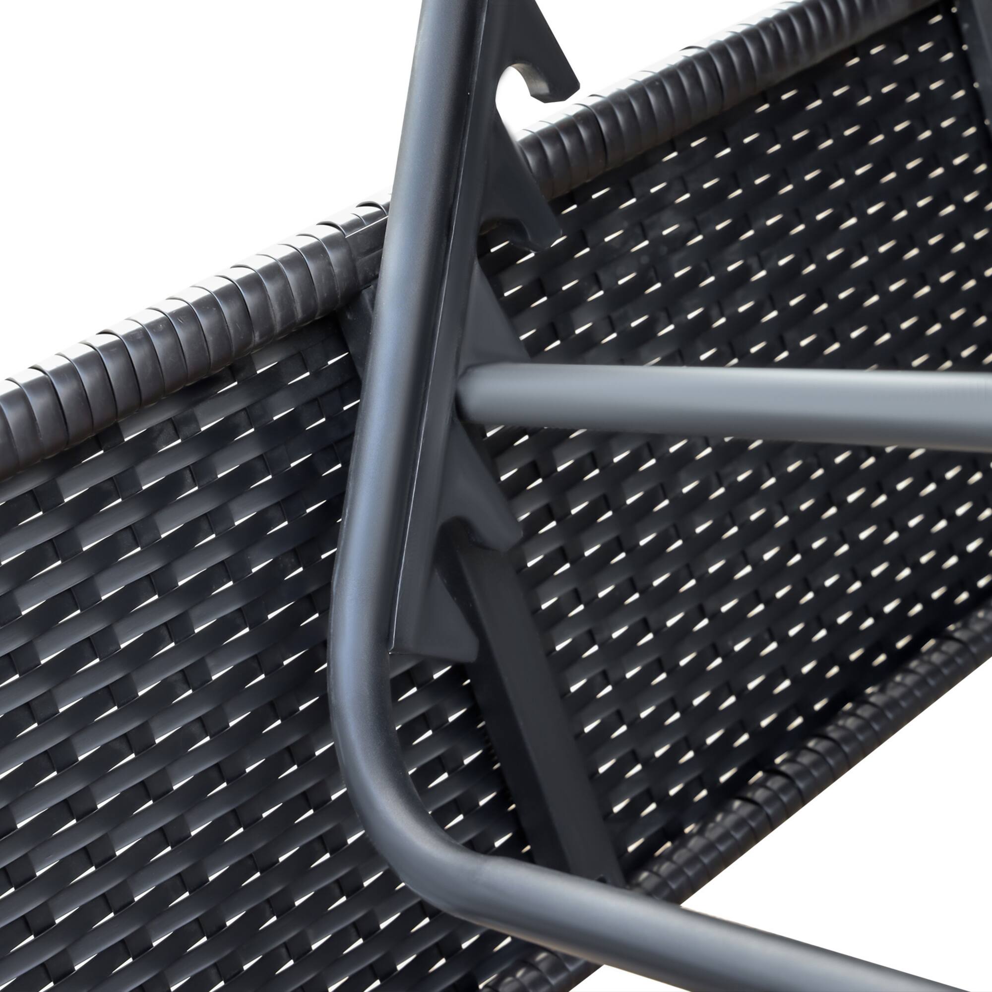 Alt View 8. Outsunny - Chaise Lounge Chair Set of 2 with 5 Angle Backrest, Outdoor Coffee Table, Water Repellent Cushions - Dark Brown/Turquoise.