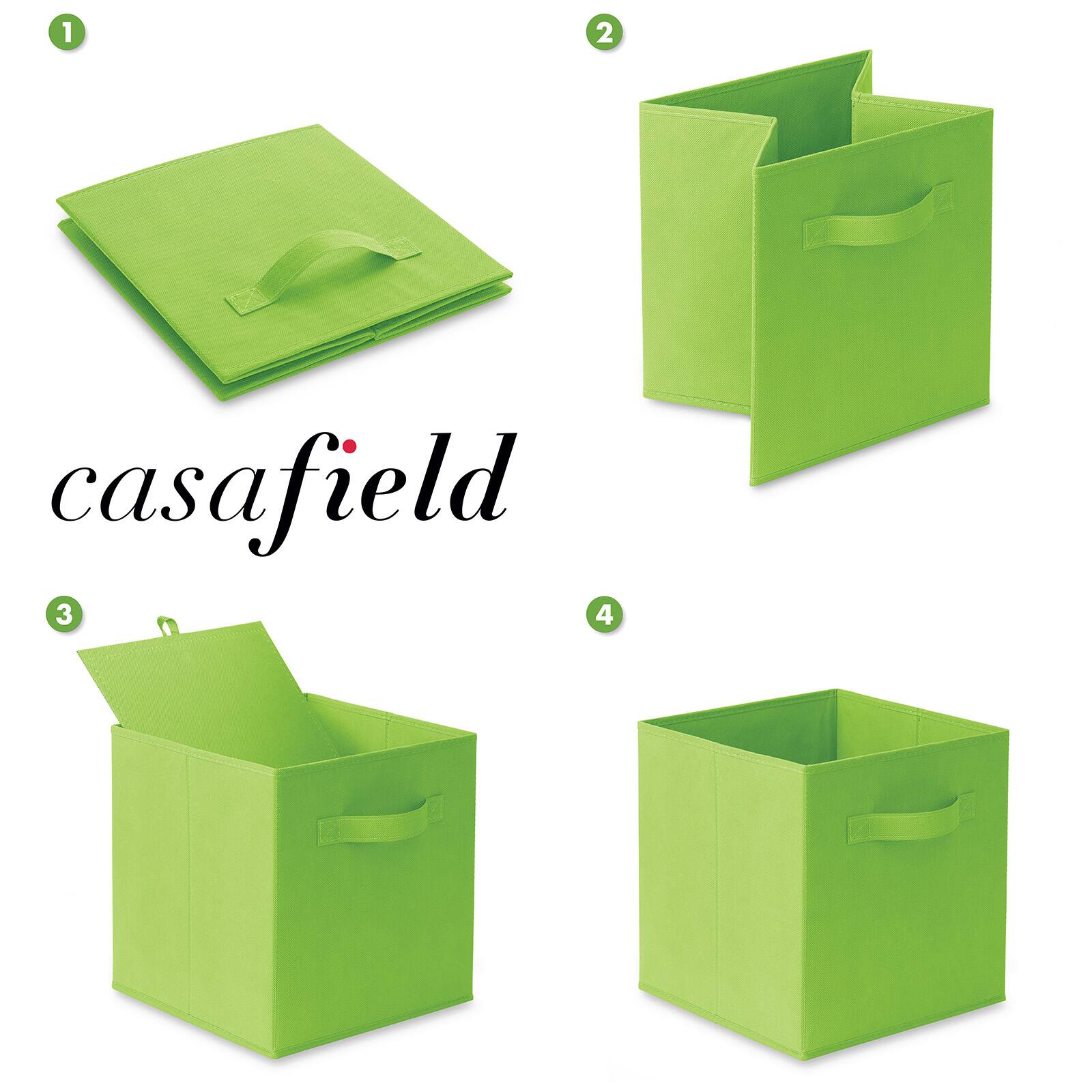 Alt View 5. Casafield - (Set of 6) Collapsible Fabric Cubes - Storage Bins - Lime Green.