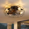 Front. Breezary - 19/24 Inch Durable Cage Ceiling Fan with Light Remote Control Flush Surface Mount for Bedroom Living Room - Matte Black.