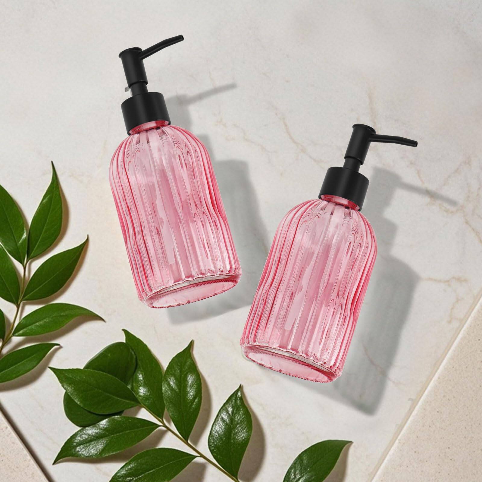 Alt View 9. Dapper Styles - Stripe Glass Soap Dispenser With Plastic Pump Liquid Hand Rustproof For Kitchen Bathroom Great Oil Soaps - Stripe-grey-Plastic Pump.