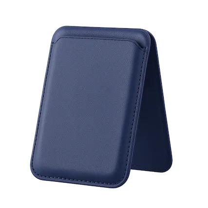 Front. Entronix - Entronix Leather Magnetic Wallet Attachment for MagSafe & Magnetic Phone Cases – Slim Card Holder Phone Accessory - Navy Blue.
