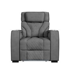 Front. Picket House Furnishings - Tundra Motion Recliner with LED in Simba Slate and Black Welt - Slate And Black Welt.