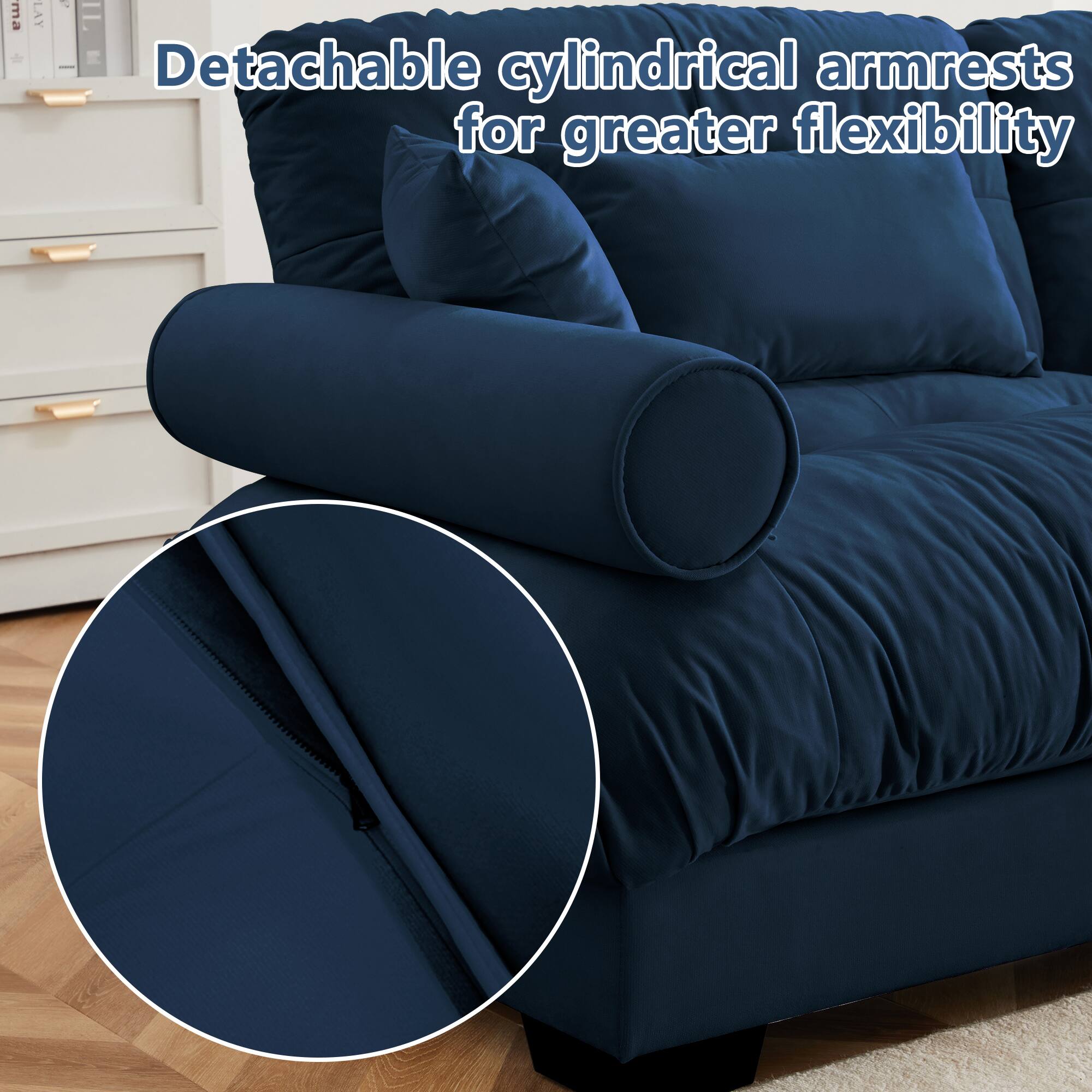 Detachable cylindrical armrests for greater flexibility