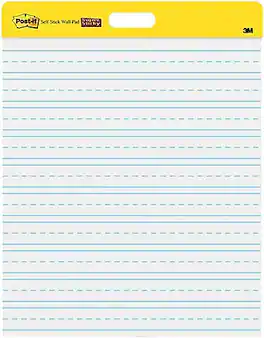 Post-it - Super Sticky Wall Easel Pad, 20" x 23", Primary Lined, 20 Sheets/Pad, 2 Pads/Pack - White/Blue