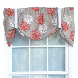 RLF Home - Sea Coral Suspender Window Treatment Valance 3" Rod Pocket 50" x 16" - Salmon red