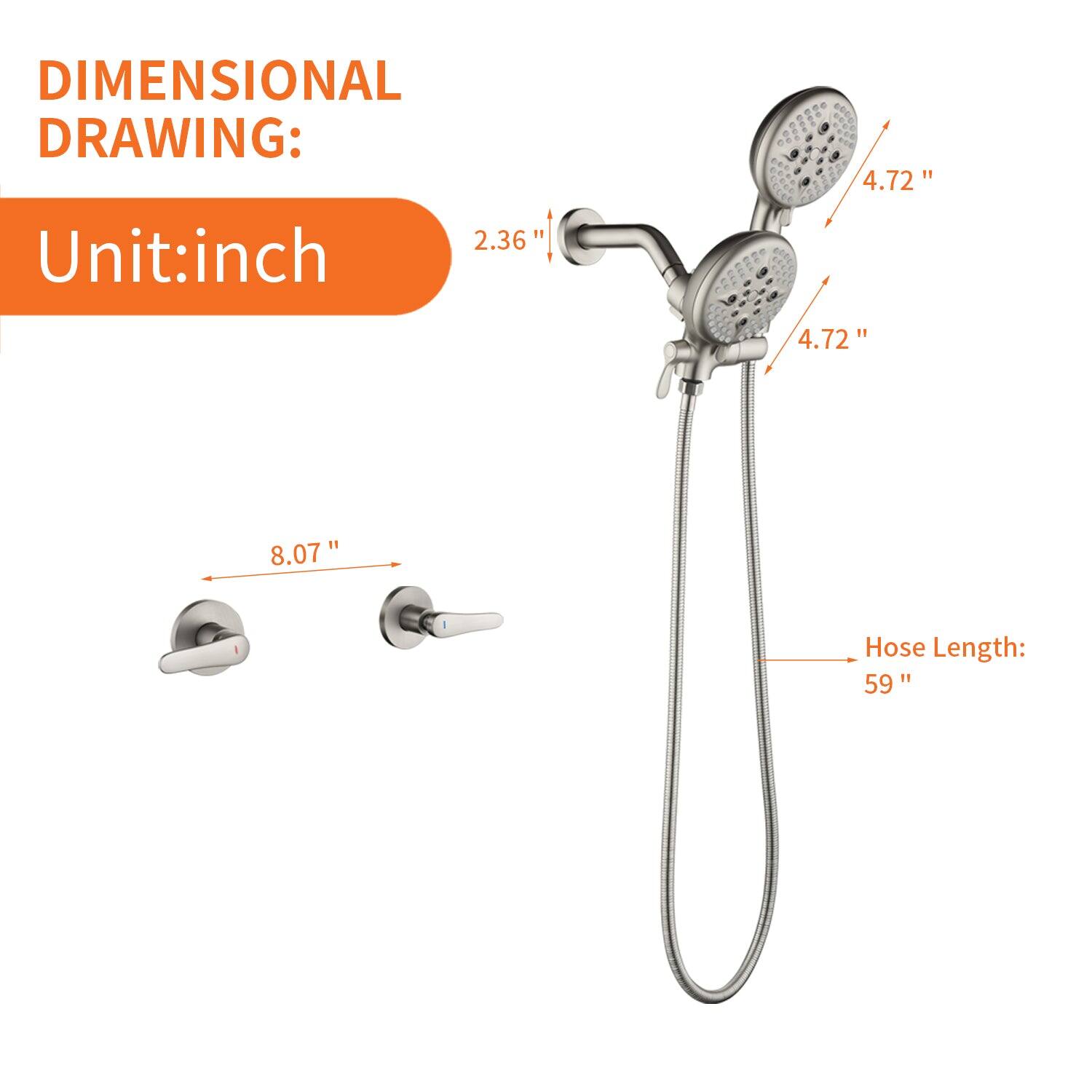 DIMENSIONAL DRAWING:  
Unit: inch  
2.36"  
4.72"  
4.72"  
8.07"  
Hose Length: 59"