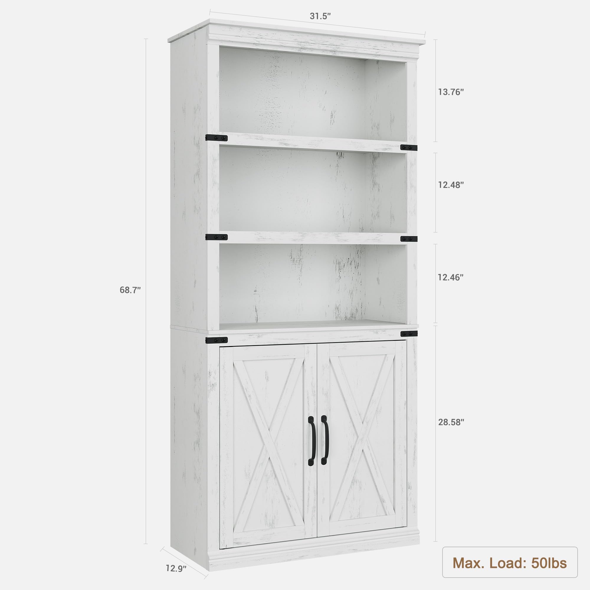 31.5"  
13.76"  
12.48"  
68.7"  
12.46"  
28.58"  
12.9"  

Max. Load: 50lbs