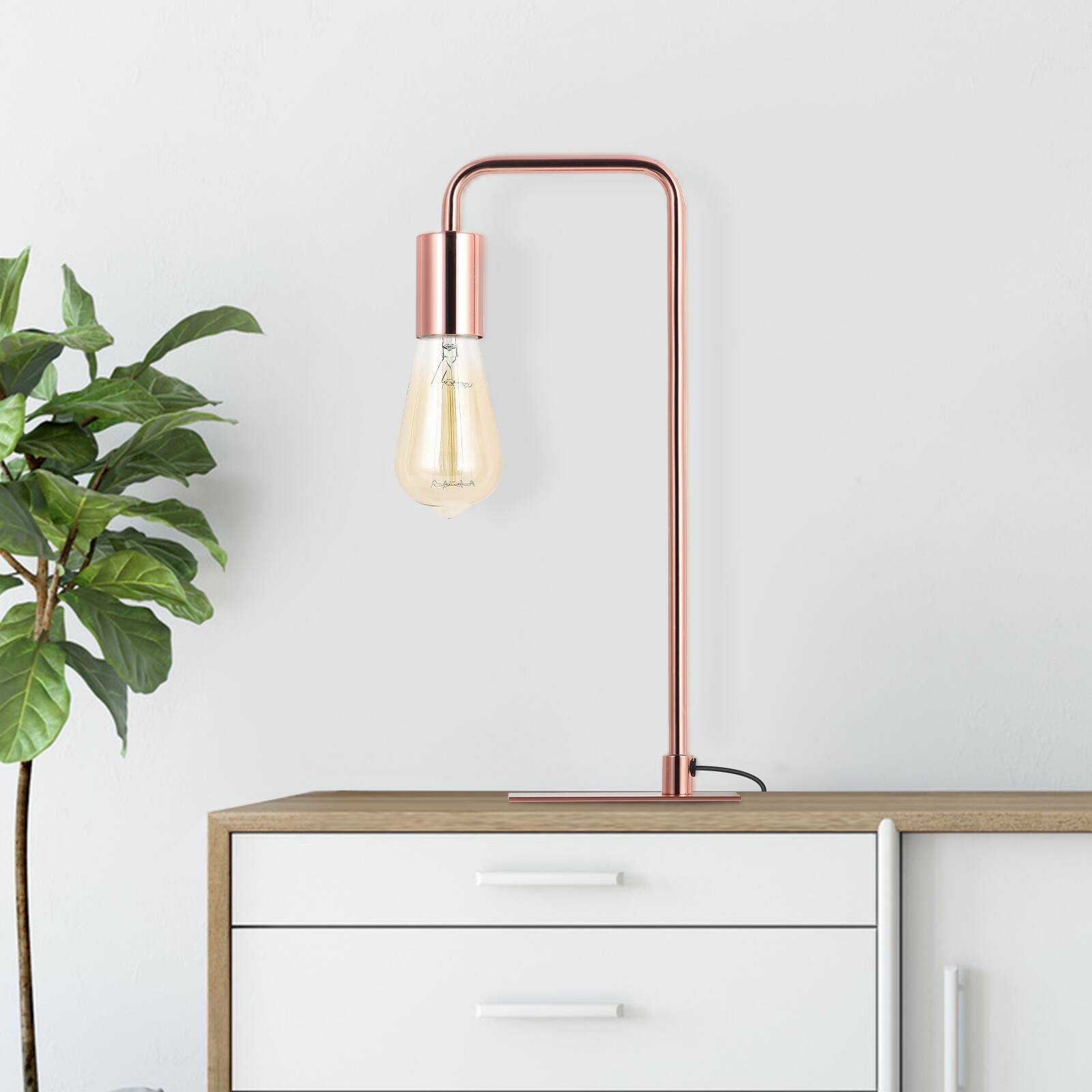 Back. Oumilen - Stylish Nightstand Glod Lamp Bedside Desk Light for Office Bedroom Living Room.