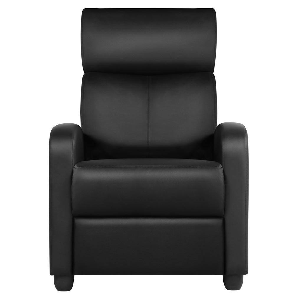 Angle. Hivvago - High-Density Faux Leather Push Back Recliner Chair - Black.