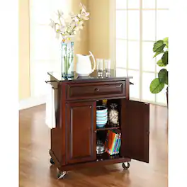 Crosley Furniture - Compact Granite Top Kitchen Cart - Mahogany