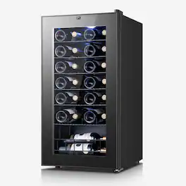 Yeego - Wine Refrigerator Cooler, 28 Bottle Small Wine Fridge, Mini Freestanding Wine Cellars for Home, Office - Black