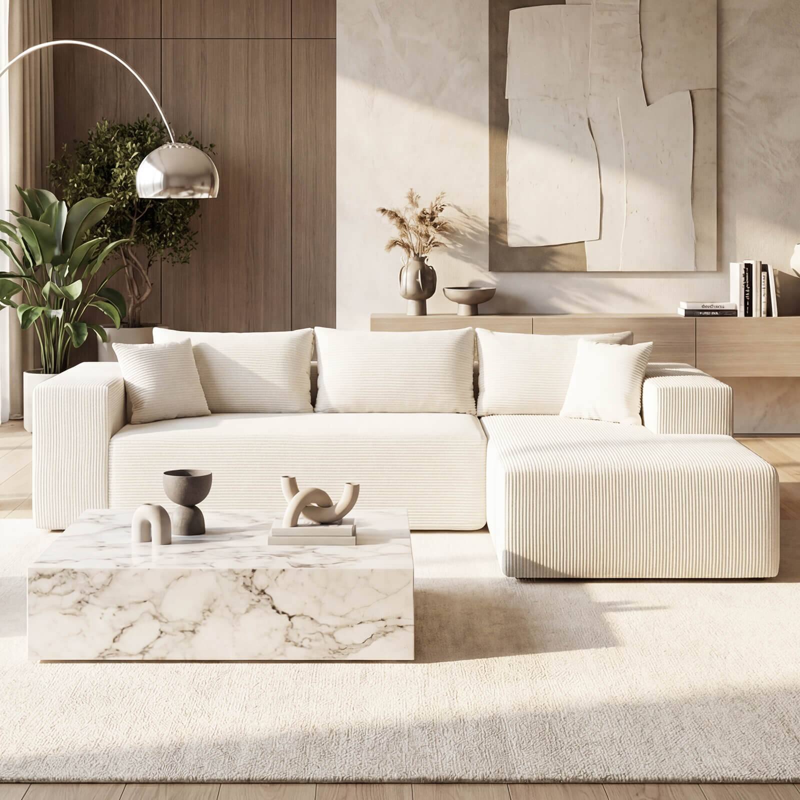 Alt View 3. Costway - Costway 110.5" Modular Sectional Sofa with Deep Seats & Comfy Backrests, Comfy Armrests - Beige.