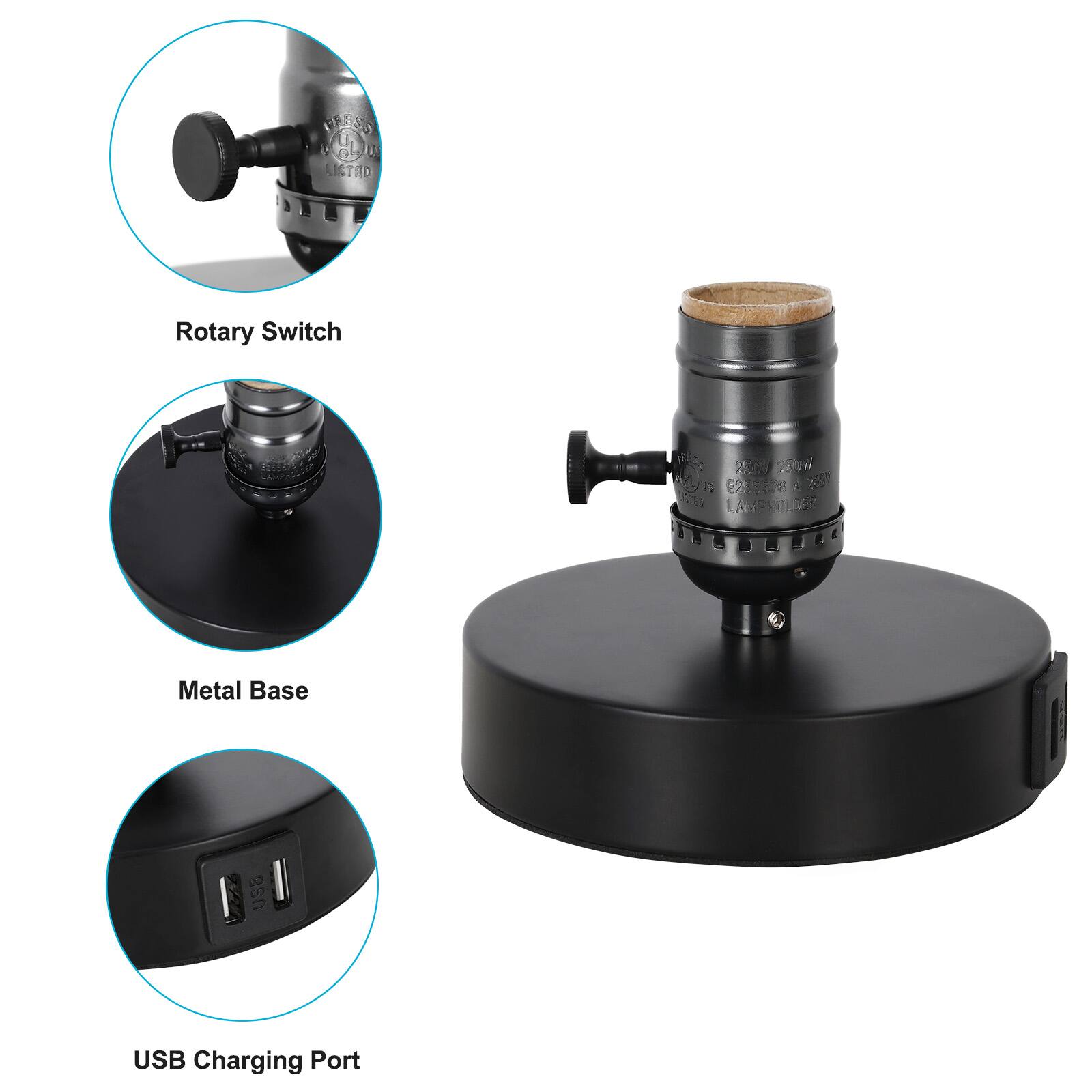 FAEST d L LISTRD Rotary Switch E? M 20 200il EEP8: LAMERONR Metal Base USB USB Charging Port