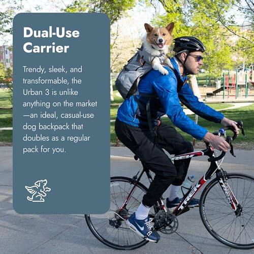 Dual-Use Carrier

Trendy, sleek, and transformable, the Urban 3 is unlike anything on the market - an ideal, casual-use dog backpack that doubles as a regular pack for you.