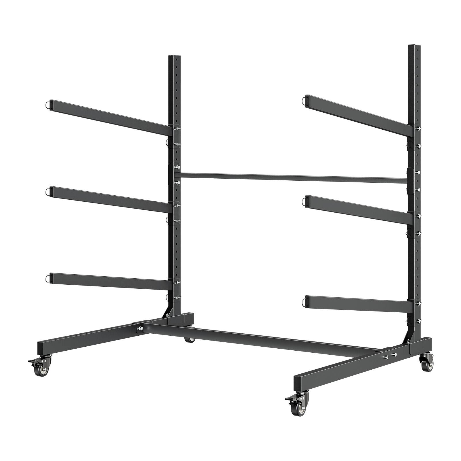 Alt View 5. VEVOR - Kayak Storage Rack for 3 Kayaks, Holds 200 lbs, Heavy Duty Adjustable Freestanding Stand with Lockable Wheels - Black.