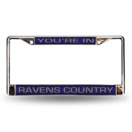 Rico Industries - Baltimore Football - You're in Ravens Country - Chrome Metal Laser Cut License Plate Frame - Multi