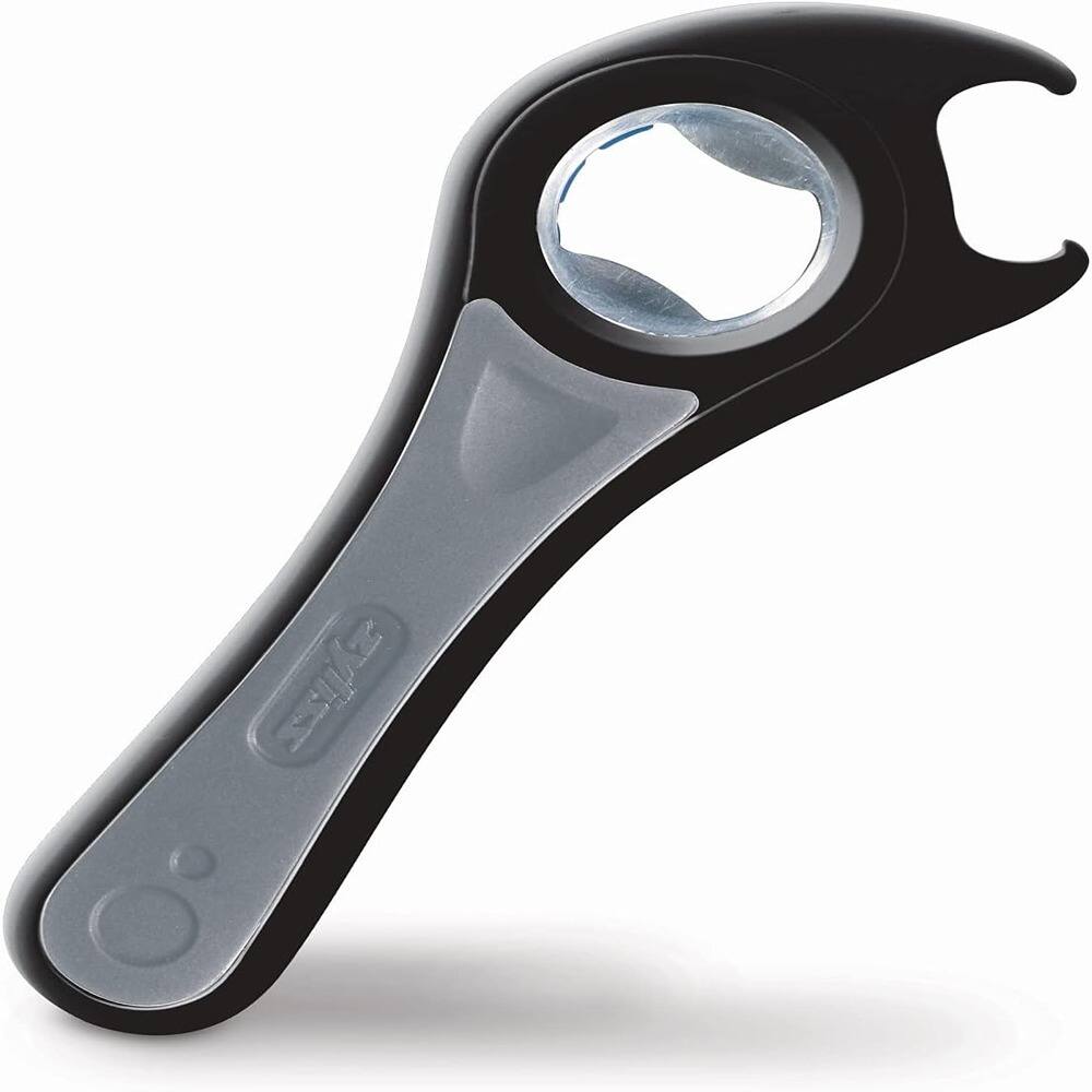 Front. PARKER SLATER - 5-Way Opener, Twist-off Caps & Jar Lids, Essential Kitchen Gadget - black.