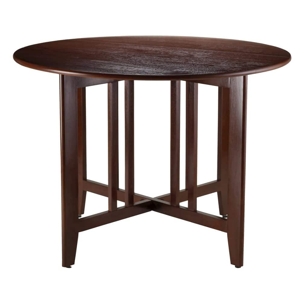 FurniFact - Antique Small Round Dining Table – Folding Drop Leaf Table - Walnut