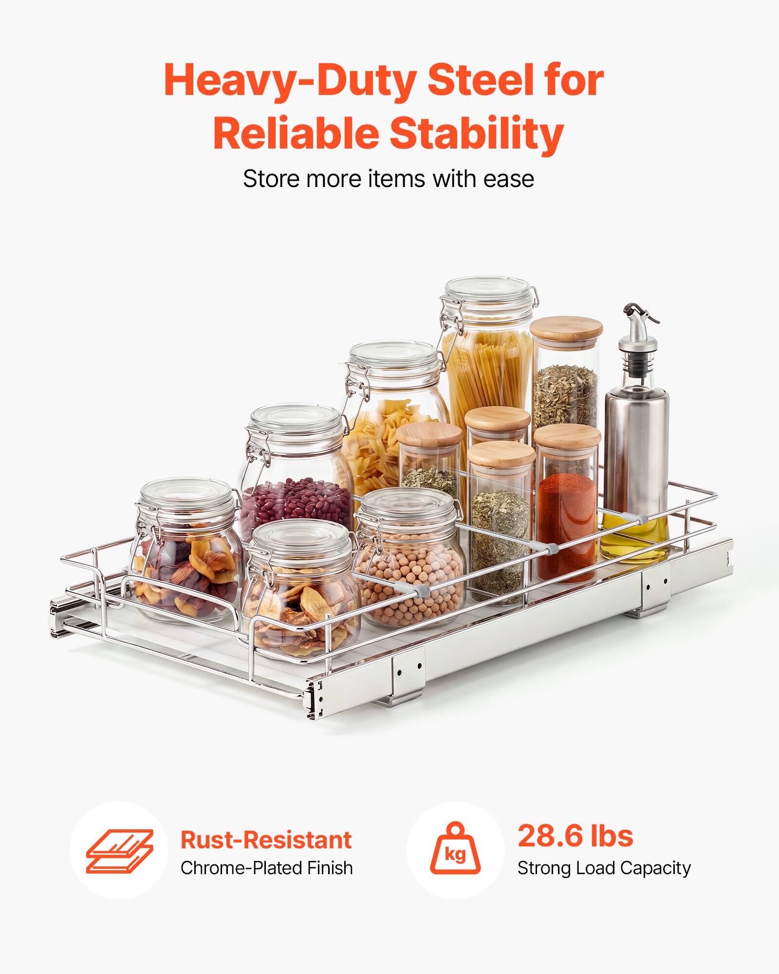 Heavy-Duty Steel for Reliable Stability  
Store more items with ease  

Rust-Resistant Chrome-Plated Finish  

28.6 lbs Strong Load Capacity
