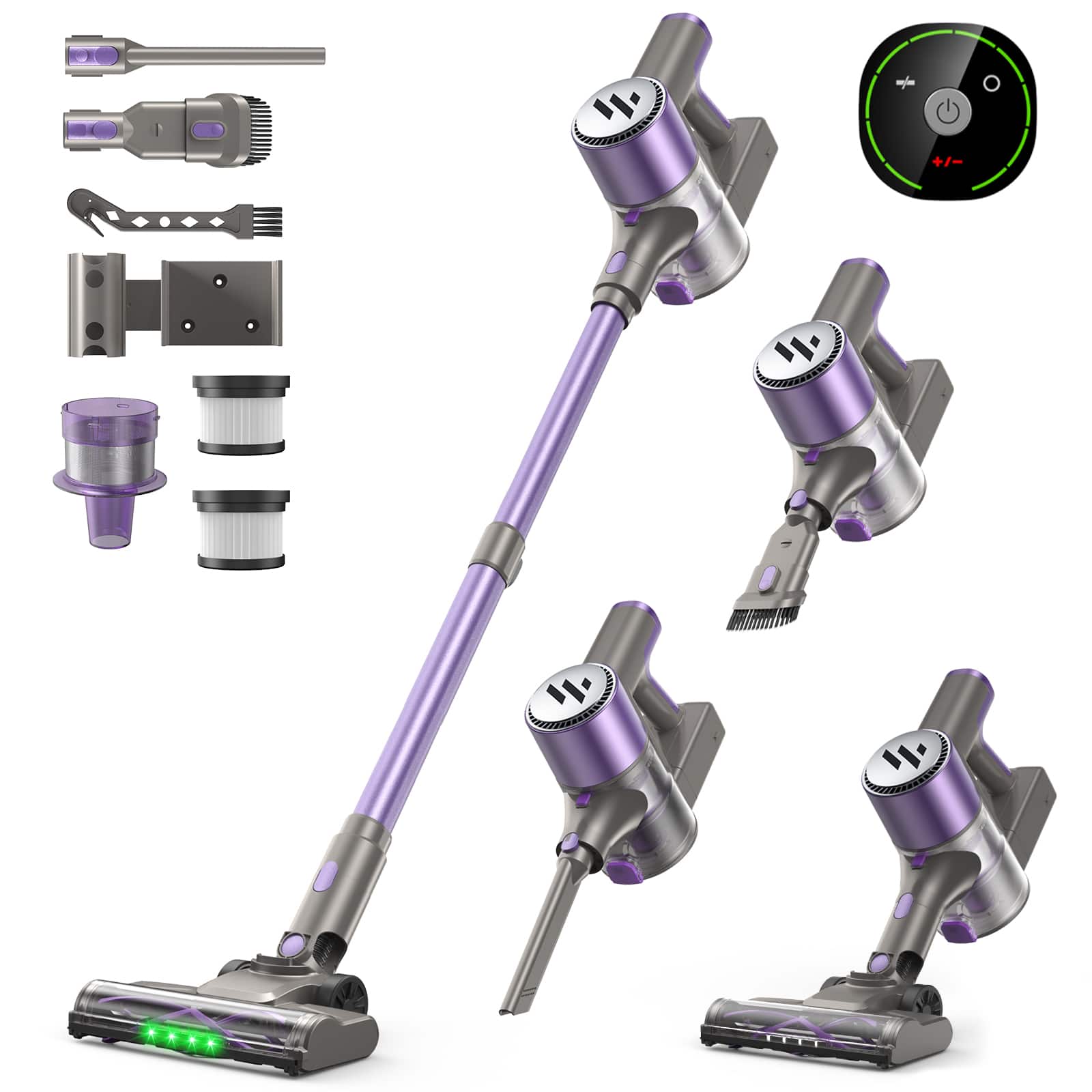Front. Teendow - 300W Cordless Stick Vacuum, 50KPa Brushless Motor, Lightweight Cleaner for HardFloors, Carpet, Pet Hair & Rug - Purple.