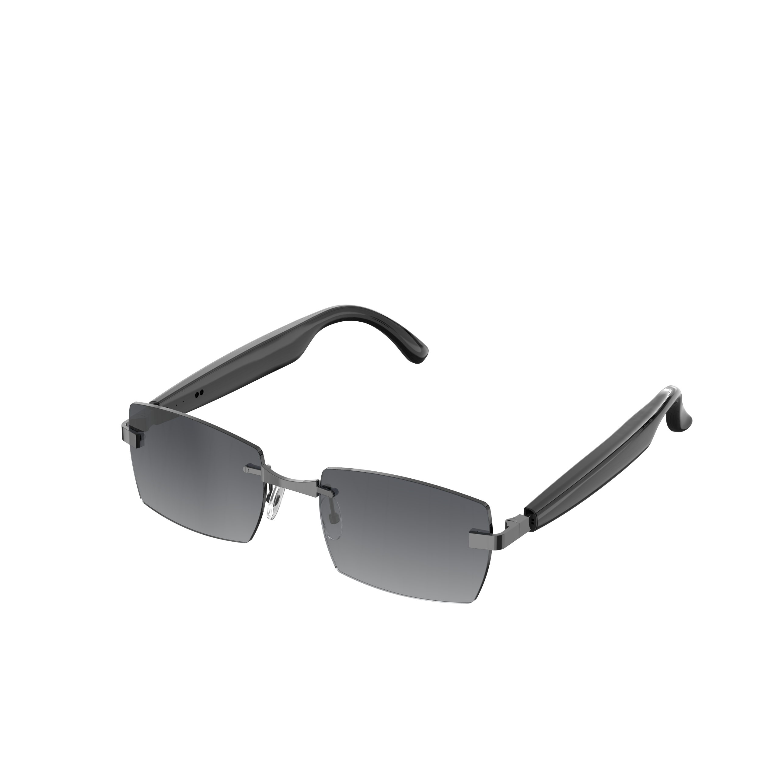 Front. Cluzine - AI Smart Bluetooth Glasses AI Translation HD Photo Magnetic Charging Call Music - Gray.