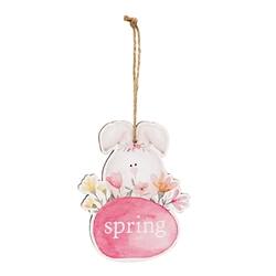 Left. BreeBe - 3/Set - Bunny Basket Wooden Ornaments - Multicolor.