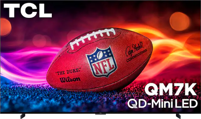 TCL QM7K Mini LED TV with NFL Commissioner Roger Goodell's signature.