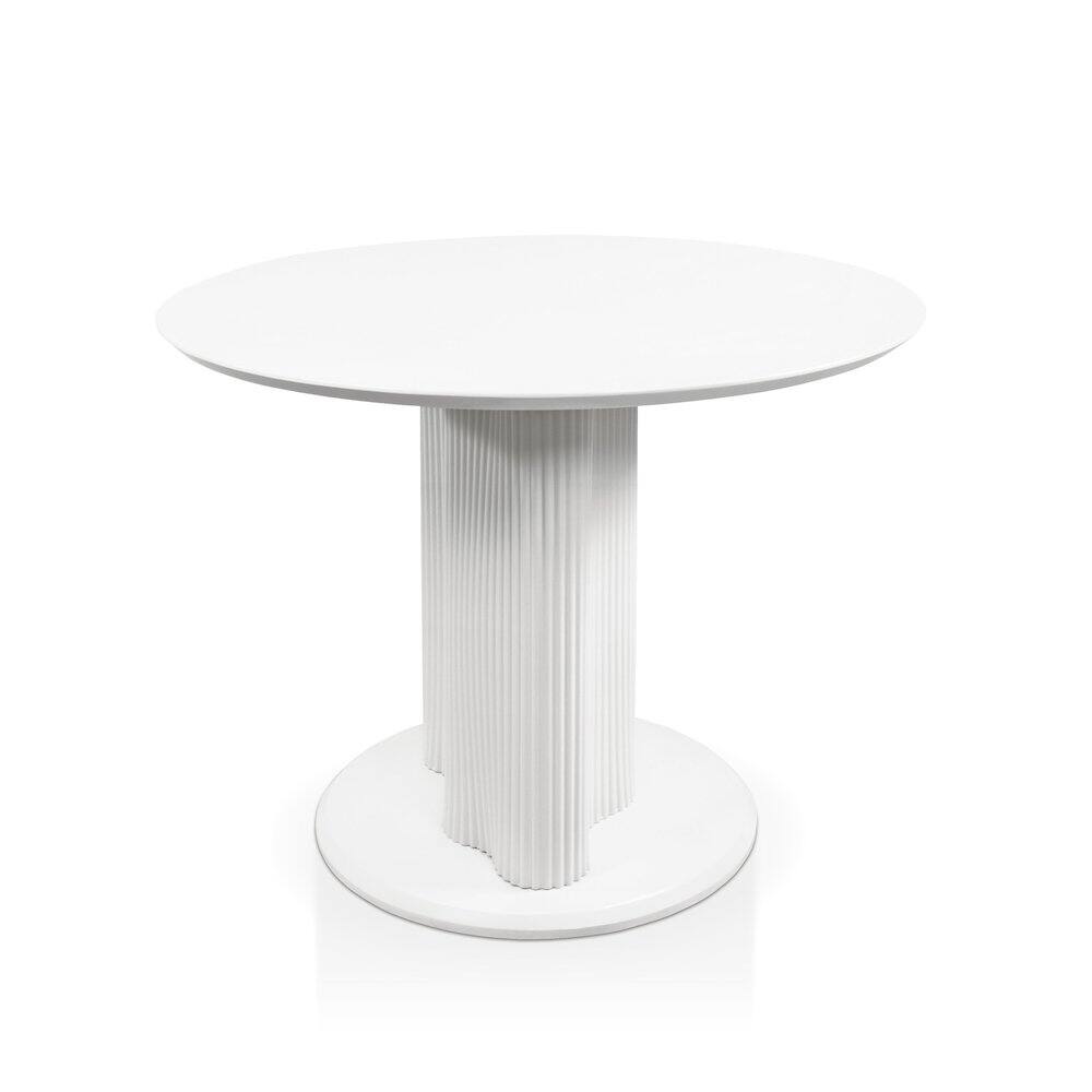 Alt View 2. Furniture of America - Elara Iron Base Pedestal Round Dining Table - White.
