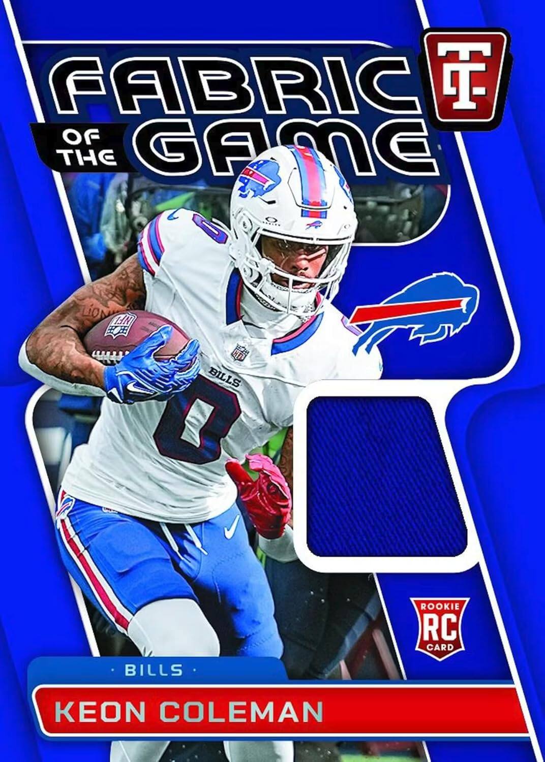 FABRIC OF THE GAME  
7 D LION NFL  
BILLS  
ROOKIE RC CARD  
BILLS  
KEON COLEMAN