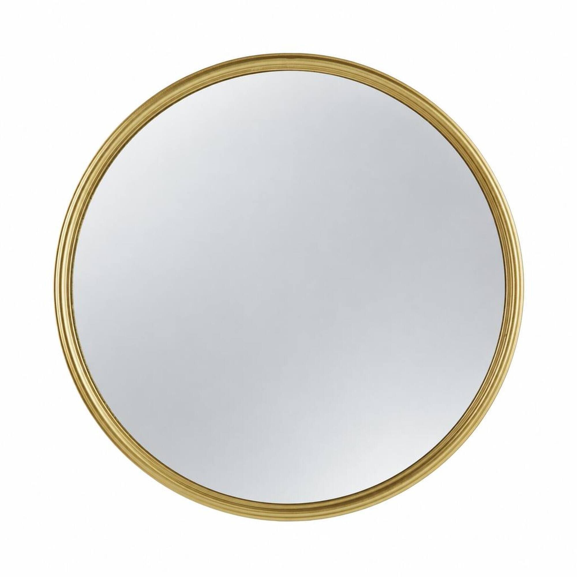 Front. RYHNUYNE - Gold Round Convex Wall Mirror, 10.4 in Iron Frame, Decorative Accent for Living Room, Bedroom, Vanity, Entryway - Gold.
