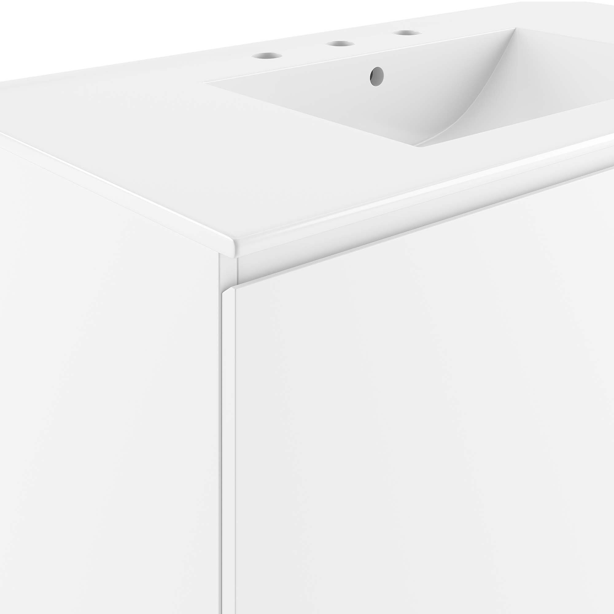 Alt View 5. Modway - Bryn Wall-Mount Bathroom Vanity Basin Included - White White.