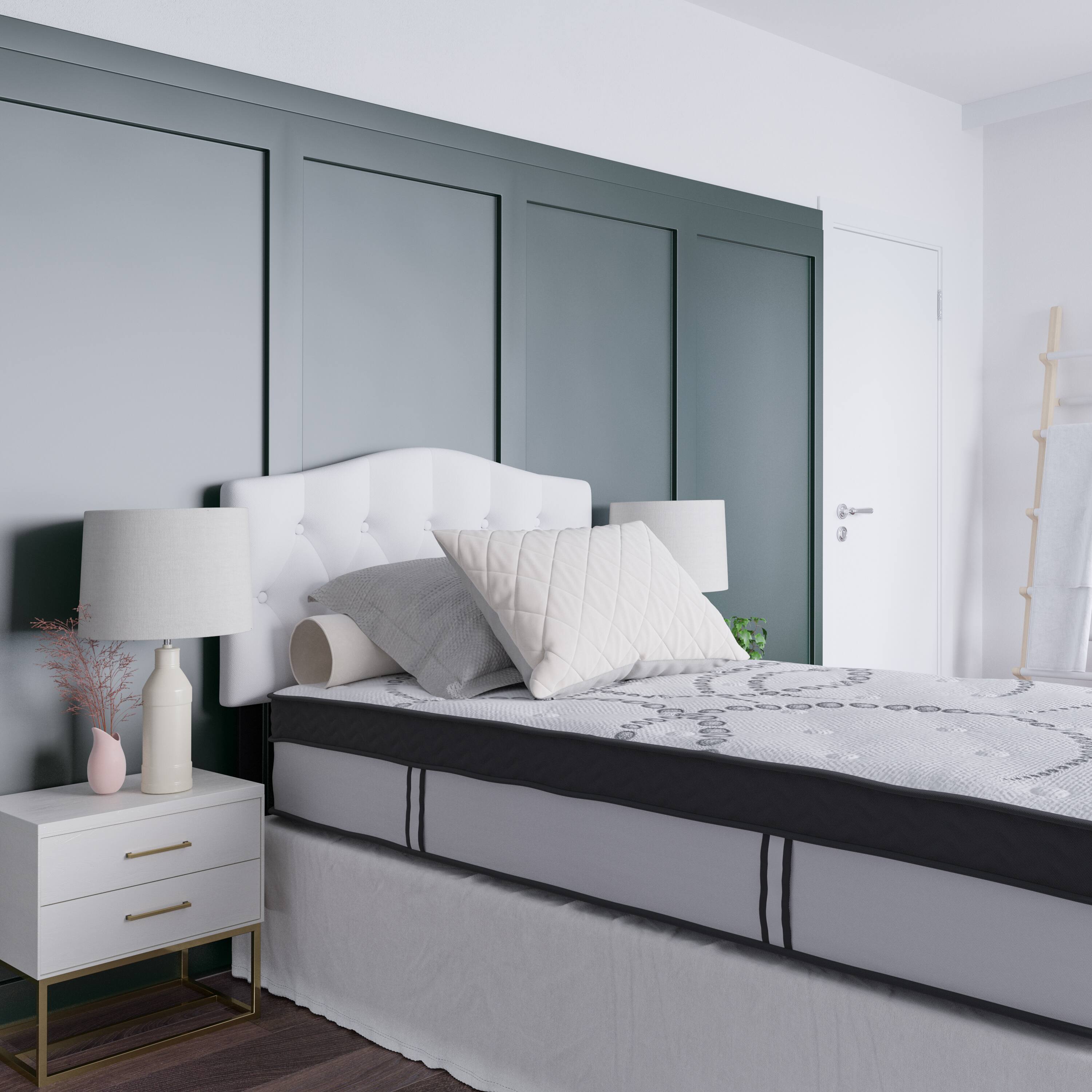 Alt View 4. Emma + Oliver - 12 Inch CertiPUR-US Certified Hybrid Pocket Spring Mattress, Mattress in a Box - Premium Mattress - White.