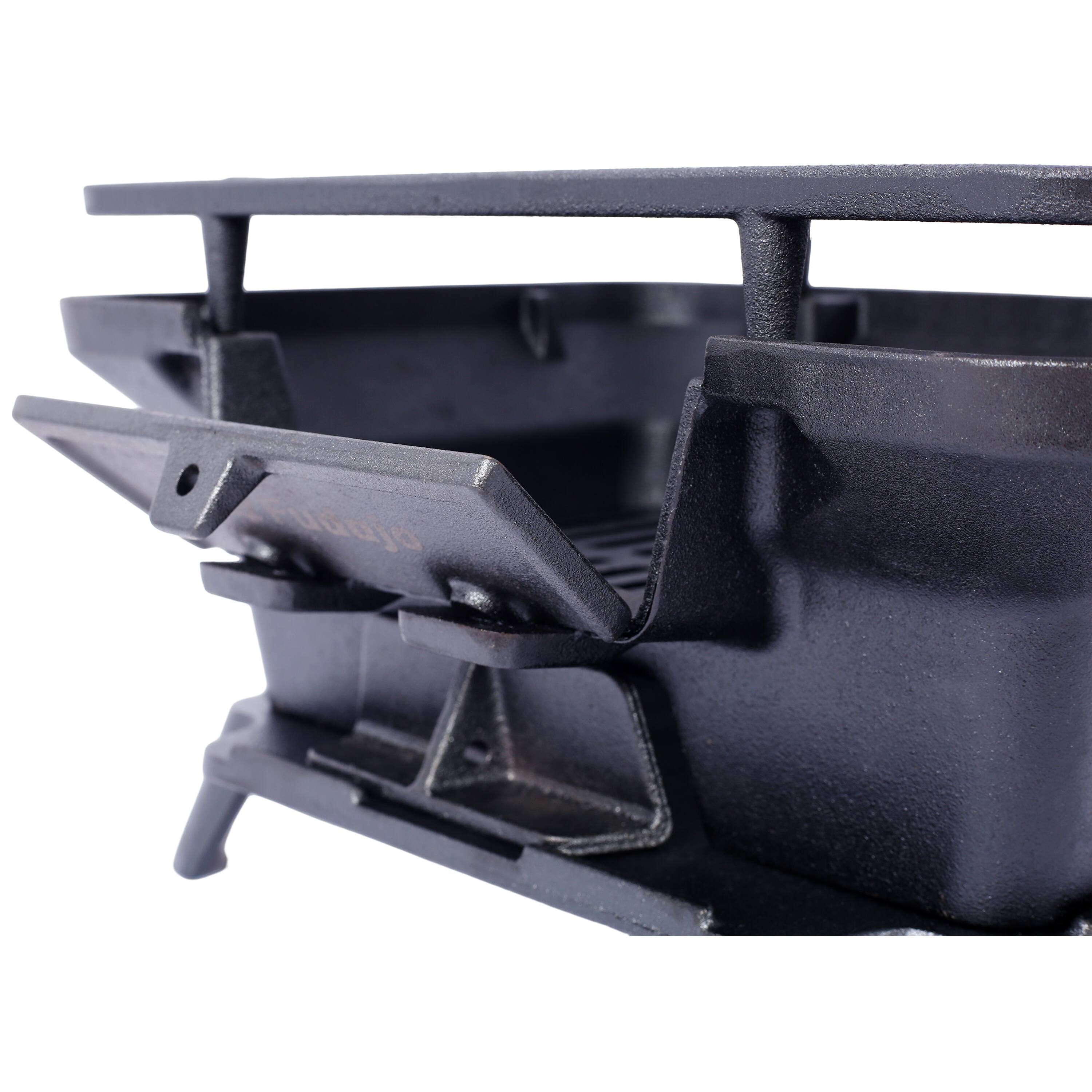 Alt View 1. COWLOWN - Oval Cast Iron Portable Charcoal Grill Tabletop Skillet Durable Small Camping Hibachi Black.