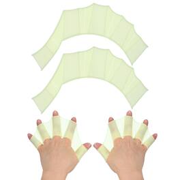 Unique Bargains - Silicone Swimming Gloves, Webbed Gloves Half-Finger Frog Type Water Resistance Swim Fins, 8"x6" 1 Pair - Green