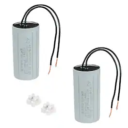 Unique Bargains - 2pcs 40uF CBB60 Running Capacitor, AC 450V 2 Wires 50/60Hz Cylinder 93x43mm for Water Pumps, Washing Machines - Gray