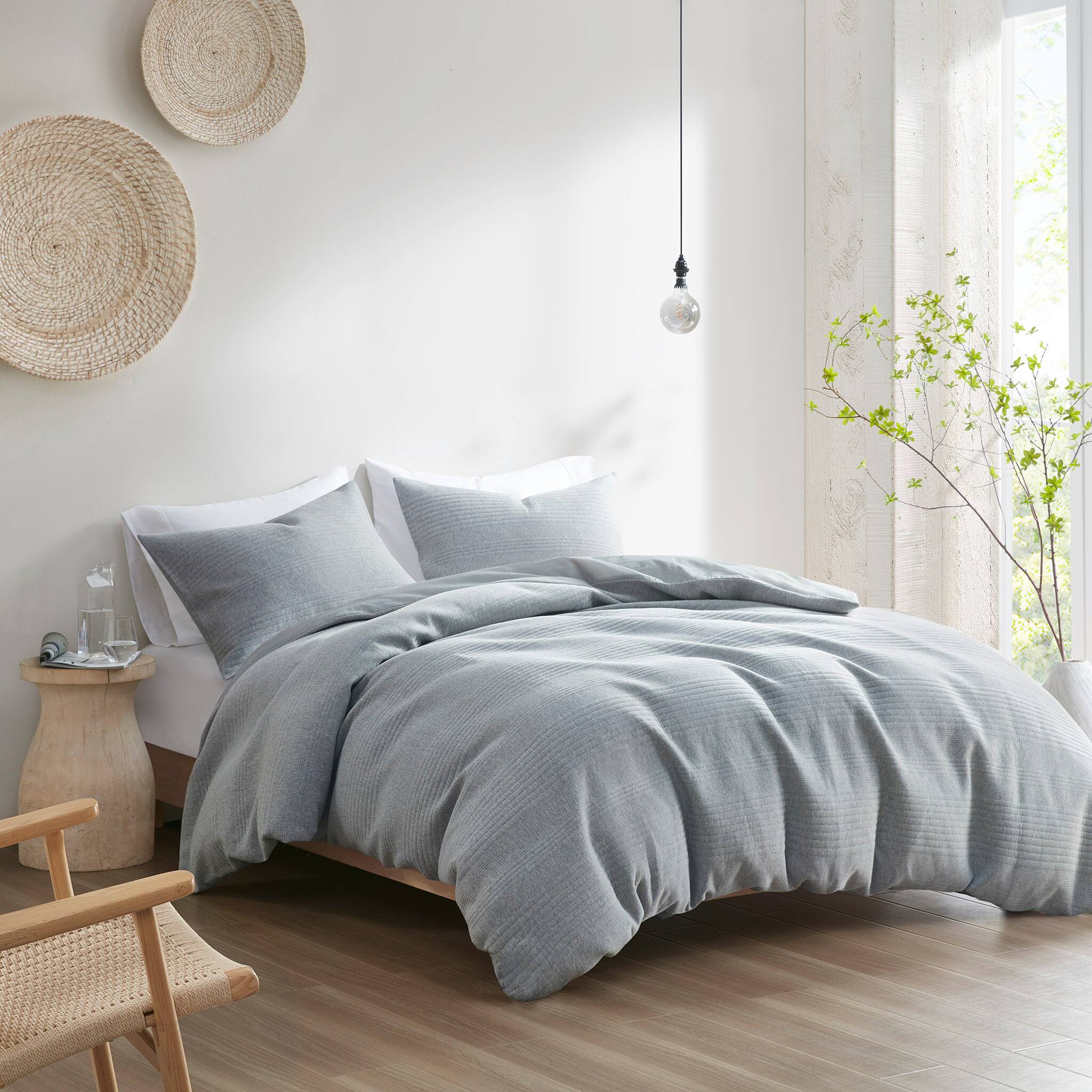 Alt View 1. Gracie Mills - Gracie Mills Darnell Heathered MatelassÃ© 3-Piece Duvet Set - Heathered Gray.