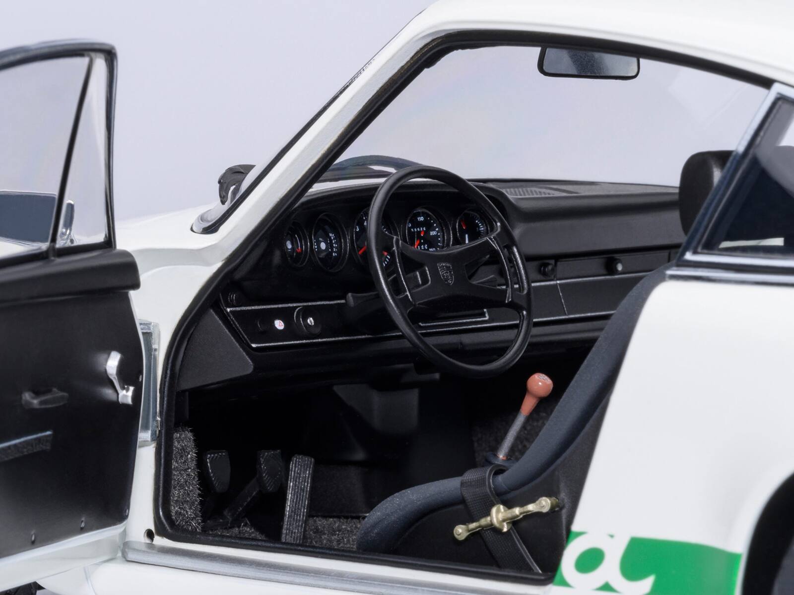 Back. Autoart - Porsche 911 Carrera 2.7 RS Grand Prix White with Green Stripes and Wheels 1/18 Model Car by Autoart - White.